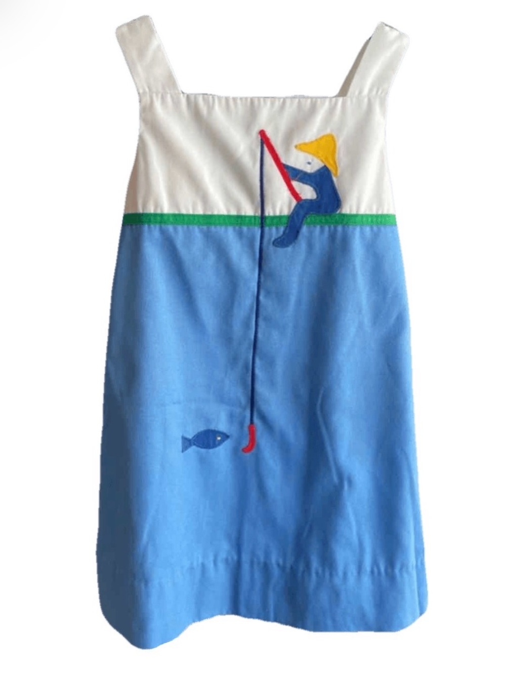 Saks Fifth Avenue - White and Blue Fishing Applique Dress